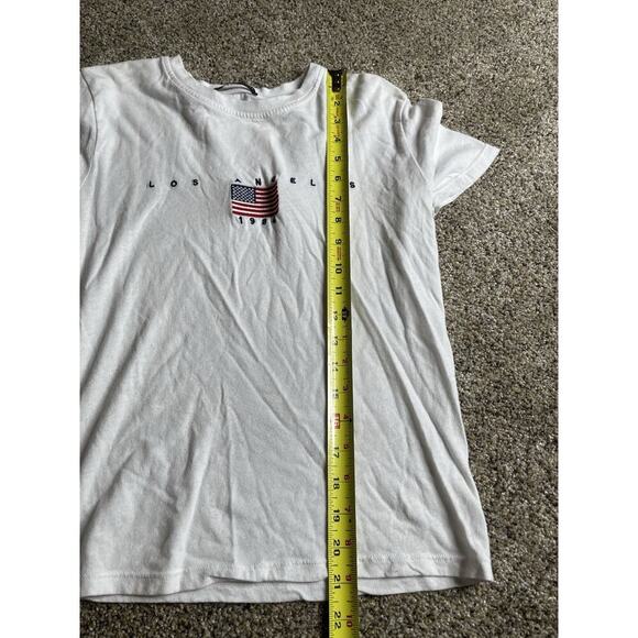 Brandy Melville VINTAGE American Flag Los Angeles Made In Italy White Tee Small - Picture 5 of 6